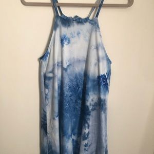 Blue and White Tie Dye Cotton Dress